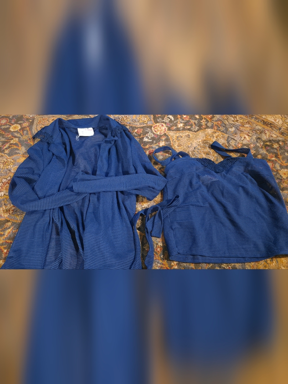 4/$67 Deal! Vintage Liza Peta Blue Ribbed Top and Tank Set